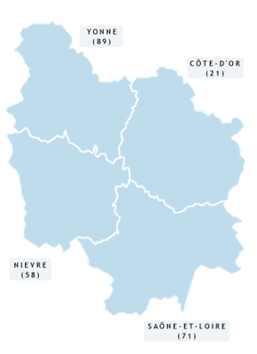 Carte des Arcadies en région Bourgogne