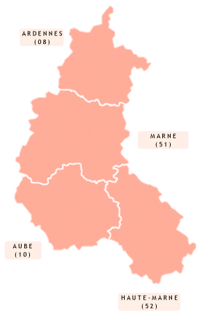 Carte des Arcadies en région Champagne-Ardenne