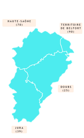 Carte des Arcadies en région Franche-Comté