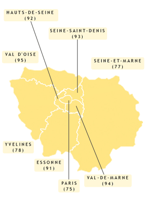 Carte des Arcadies en région Île-de-France