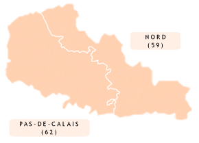 Carte des Arcadies en région Nord-Pas-de-Calais