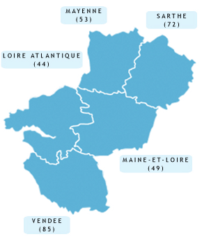 Carte des Arcadies en région Pays de la Loire