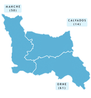 Carte des Arcadies en région Basse-Normandie