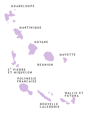 Carte des Arcadies en région Dom-Tom